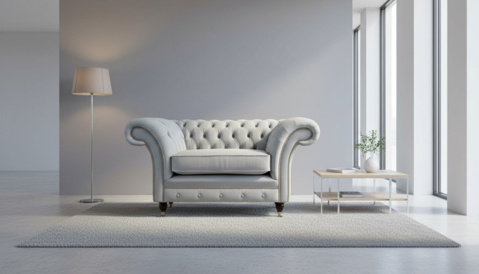 Fauteuil bekleding bank textiel Chesterfield bank-stoelen 1-zits stoel grijs