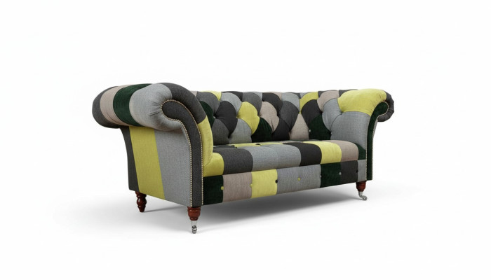 Chesterfield Bank Bekleding 2-Zits Design Textiel Bankstellen Bank Lounge