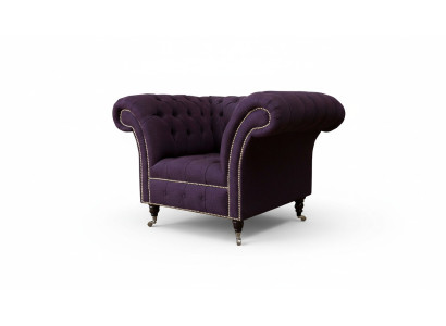 Fauteuil 1-zits luxe 1 zitplaats design textiel paarse stof Chesterfield