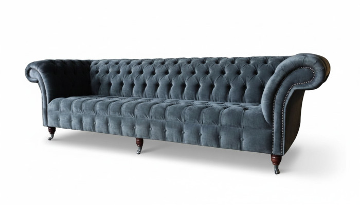 Vierzitsbank 4-zitsbanken Modern Grijs Design Stof Chesterfield