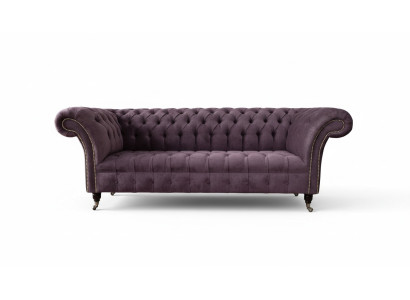 Moderne Chesterfield bank bank bekleding 3-zits paarse textielstof banken nieuw