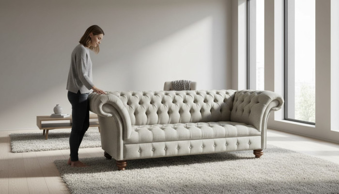 Driedelige designbank 3-zits bank Grijs gestoffeerde bankstellen Nieuwe meubels