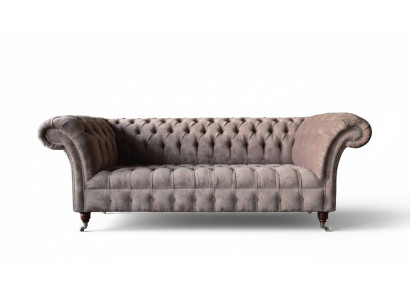 Chesterfield Bank Bank Bekleding Ontwerp 3 Zitsbanken Driepersoons Paars