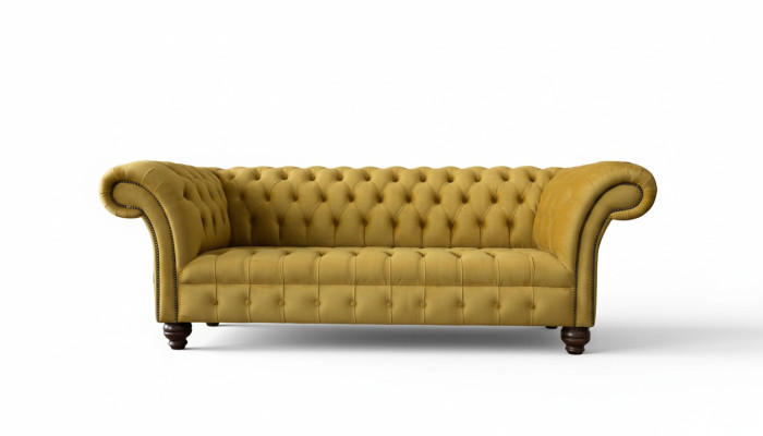 Chesterfield Geel Bank Zitkussen 3-Zits Bank Zitbanken Zitbank Driedubbele
