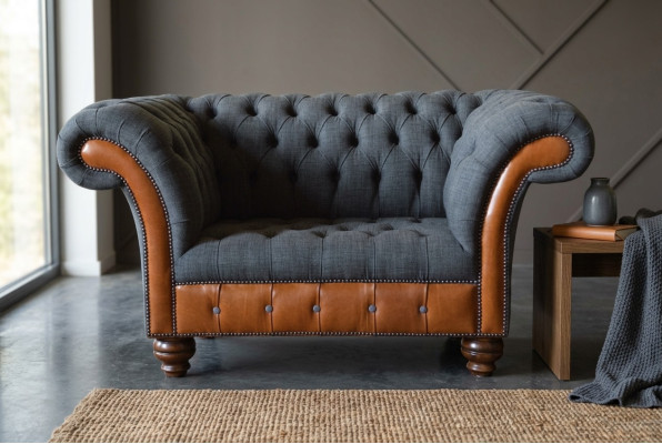 Zetel 1 zitbank Sofa Bekleding Ontwerp Luxe Stoffen Banken Chesterfield Textiel