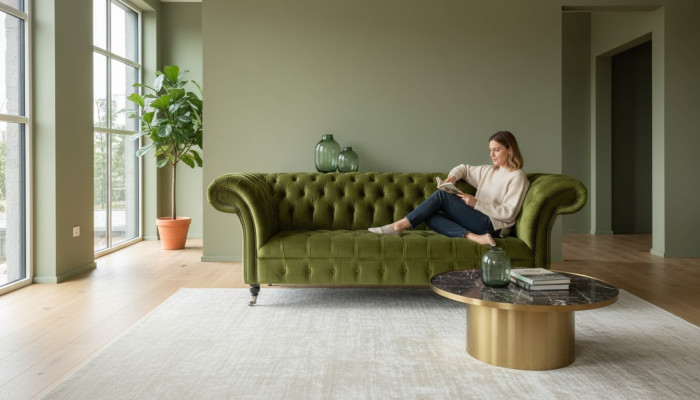 Ontwerp Chesterfield bankstel 3-zits Groen Bank Bekleding Bankstellen Woonkamer