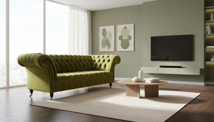 Ontwerp Chesterfield bankstel 3-zits Groen Bank Bekleding Bankstellen Woonkamer