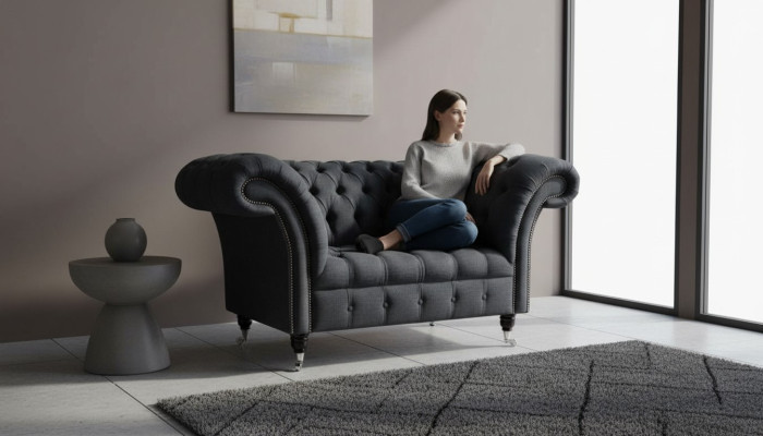 Bank Bekleding Bankstof Chesterfield Banken 1,5 zitsbank Losse fauteuil Grijs