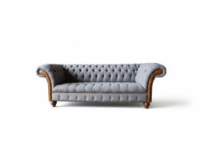 Chesterfield stoffen sofa luxe sofa gestoffeerde bank zit grijs textiel