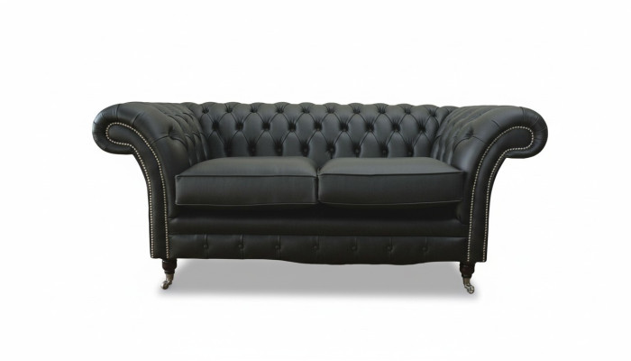 Bank Luxe Textiel Chesterfield Bank Banken Bekleding 2-Zits Zwart Leer
