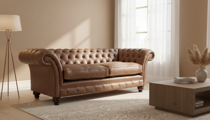 Chesterfield Bank Ontwerp Luxe Leder Bekleding Klassieke Bank 3-Zitter