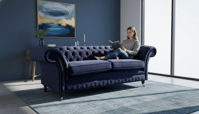 Chesterfield driezitsbank gestoffeerde designbank 3-zitsbank meubels