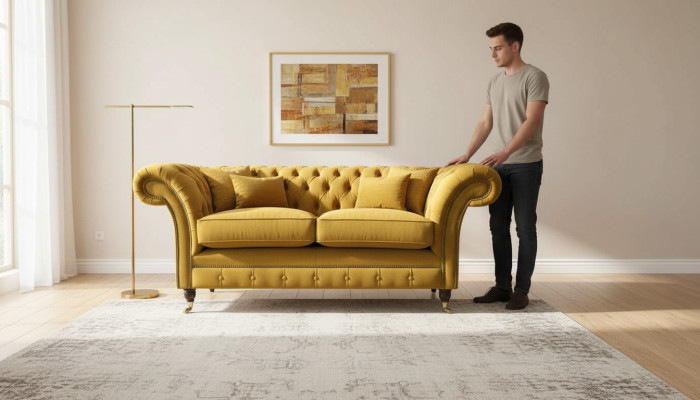 Sofa 2-zits bank stoffen bank textiel stof Chesterfield banken Nieuw