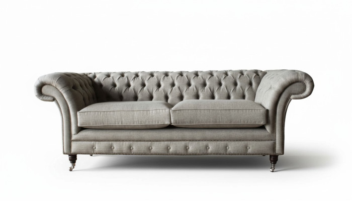 Engelse Chesterfield Bank Bank Kantoor Meubilair Driepersoons Fluweel 230cm Bruin