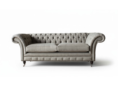 Engelse Chesterfield Bank Bank Kantoor Meubilair Driepersoons Fluweel 230cm Bruin