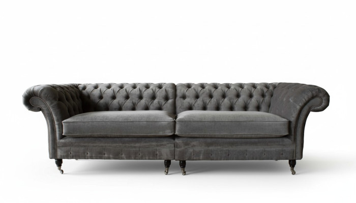 Chesterfield vierzitsbank 4-zitsbanken Stof Polyester Grijs Meubels