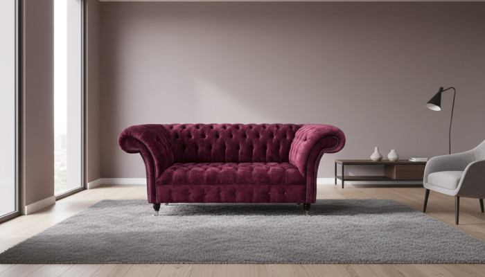 Sofa Luxe Textiel Chesterfield Bank Bankstellen Bekleding 2 Zits Roze Ontwerp