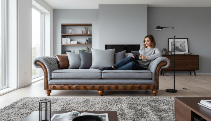 Sofa Bank Stof Bekleding Banken Bankstellen Woonkamer Ontwerp 4-zits Nieuw