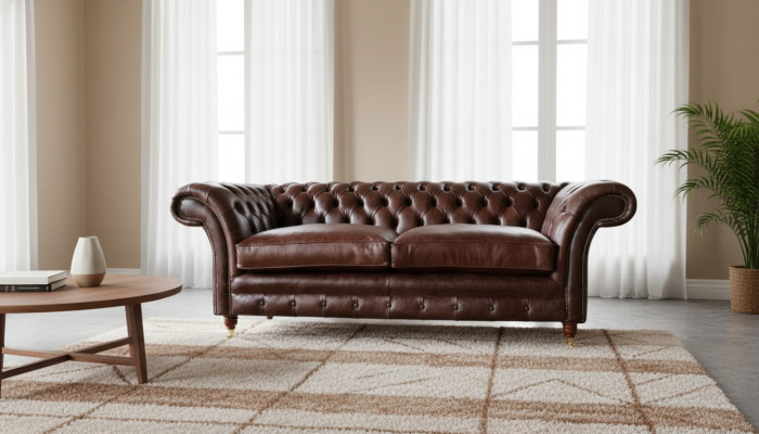 Bankstel 3-zits Bank Gewatteerde Banken Bankstellen Woonkamer Chesterfield Leer