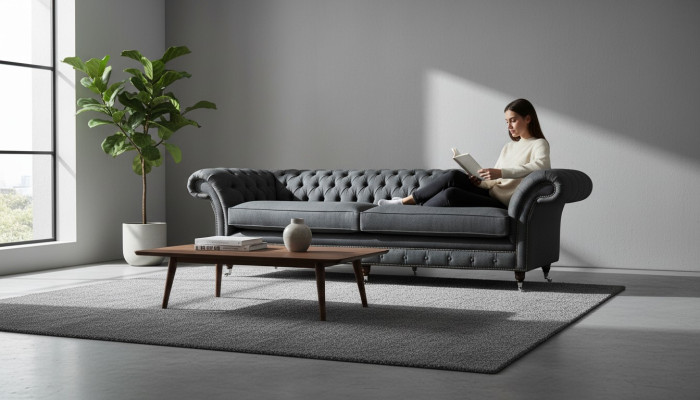 Design bankstel 4-zits bankstel textiel bekleding klassieke bankstellen Chesterfield