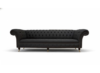 Chesterfield bankstel 4-zits zwart stof woonkamer design bank bekleding