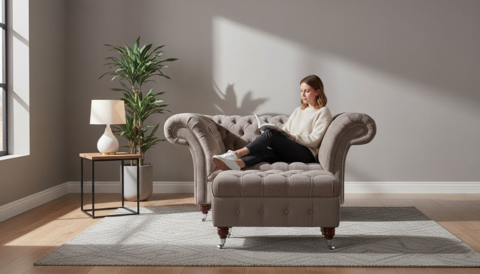 Chesterfield bank bankstel 1-zitter luxe textiel stoffen banken gestoffeerd nieuw