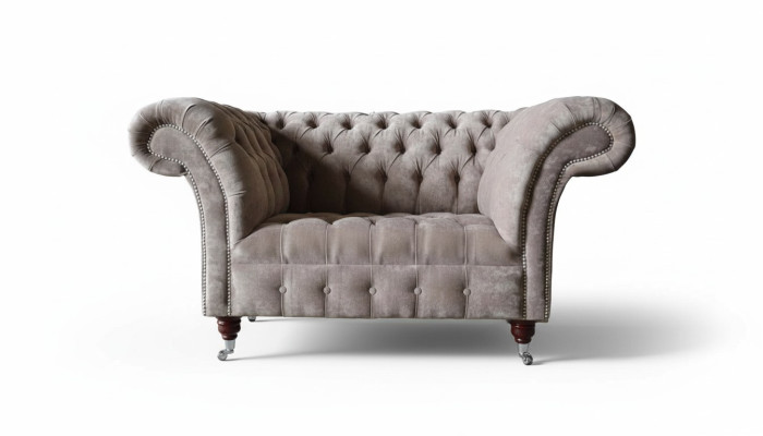 Chesterfield bank bankstel 1-zitter luxe textiel stoffen banken gestoffeerd nieuw
