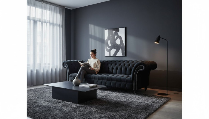 Bankstel 4-zits Chesterfield gestoffeerd woonkamer design luxe hout nieuw