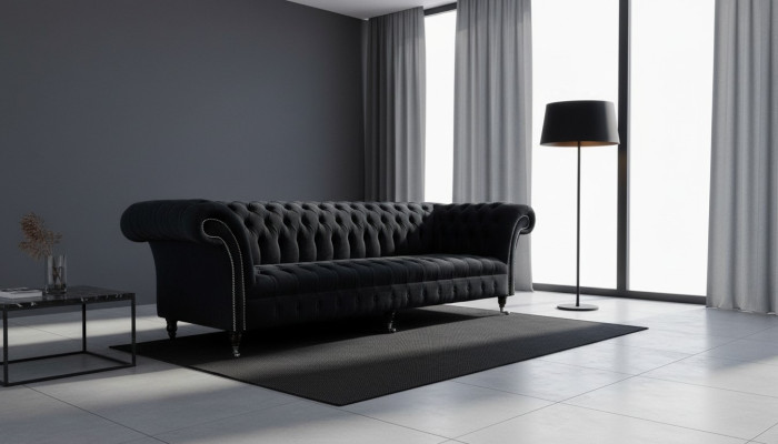Bankstel 4-zits Chesterfield gestoffeerd woonkamer design luxe hout nieuw