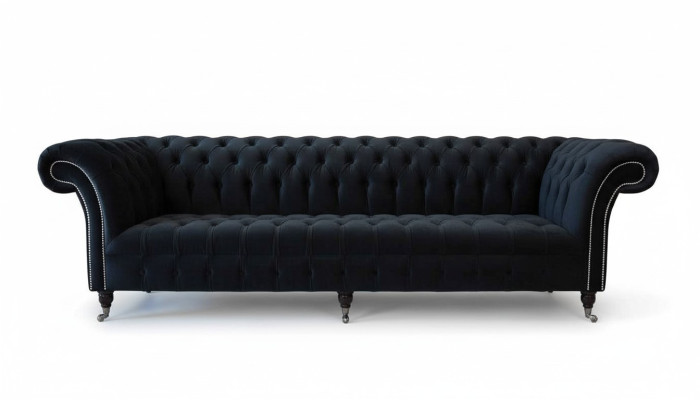 Bankstel 4-zits Chesterfield gestoffeerd woonkamer design luxe hout nieuw