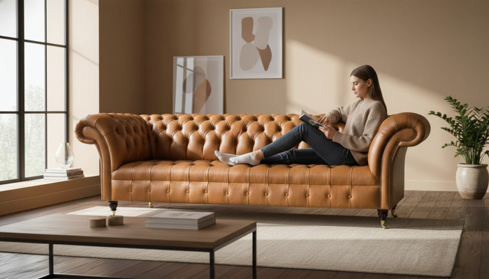 Leren Chesterfield bankstel 4-zits banken luxe leren banken gestoffeerde woonkamer