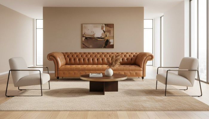 Leren Chesterfield bankstel 4-zits banken luxe leren banken gestoffeerde woonkamer