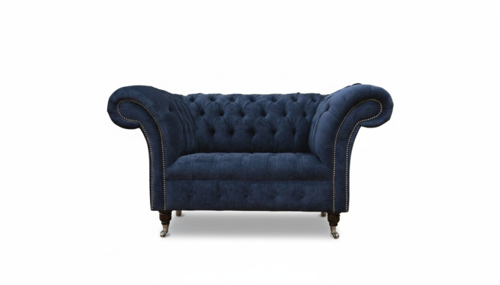 Chesterfield bankstel 1,5 zits Designer Bank Stof Bekleding Textiel