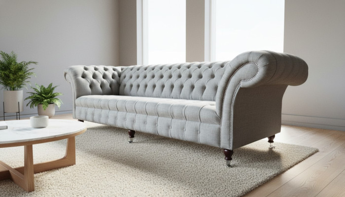 Grijs vierzitsbank stof woonkamer design banken gestoffeerde sofa's nieuw.