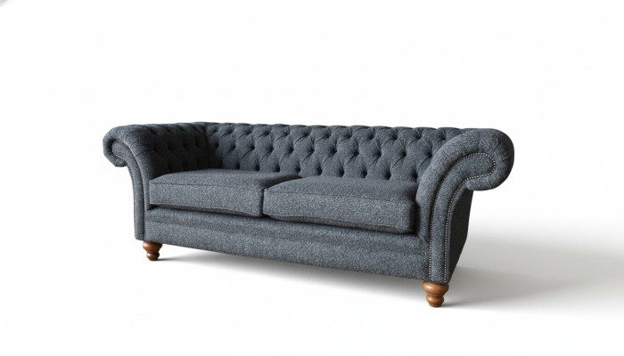 Grijze Chesterfield 3-zits Grijs Textiel Ontwerp Banken Gestoffeerde Banken