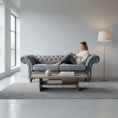 Chesterfield 3-zitsbank Bekleding Zit Textiel Stof Banken Sofa Nieuw
