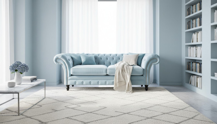 Chesterfield 3-zits gestoffeerde bank bankstel textiel moderne stijl stof nieuw
