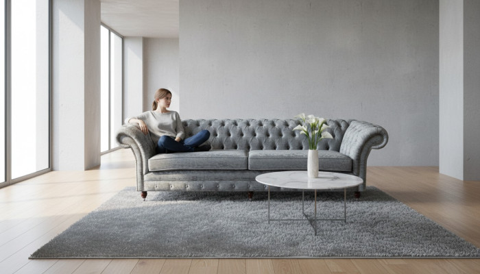 Vierzits bank Banken 4-zits Chesterfield woonkamer stof design stoel.