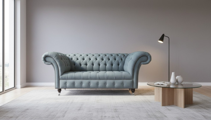 Chesterfield kantoorstoelen inrichting bank bank 2-zits textiel grijs