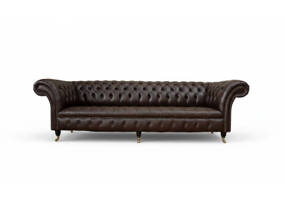 Bankstel 4-zits Chesterfield bank Luxe 245 cm leren bankmeubels