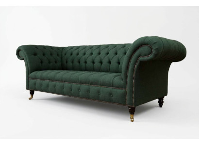 Driedelige bank, stof, groen, bekleding, meubels, Chesterfield, sofa's, banken