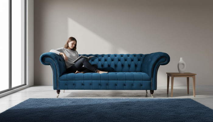 Chesterfield bank 3 zits gestoffeerde banken luxe stof design