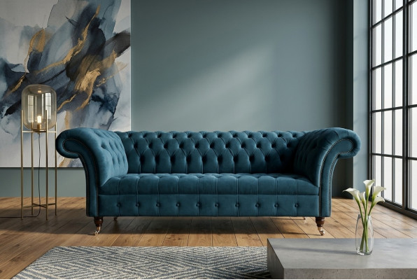 Chesterfield bank 3 zits gestoffeerde banken luxe stof design