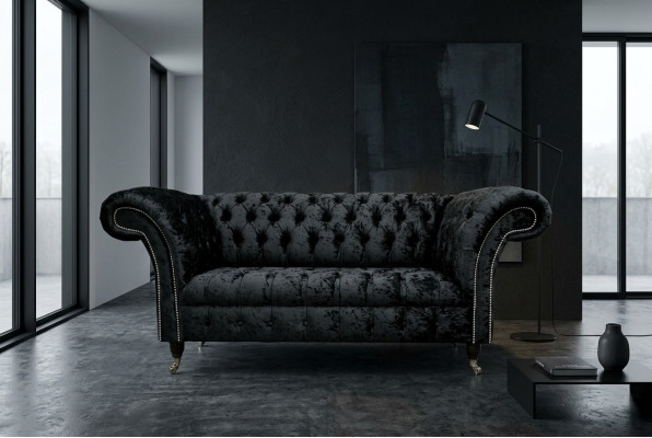 Engelse Chesterfield kantoor zitmeubelen inrichting sofa bank 2 zit zwart