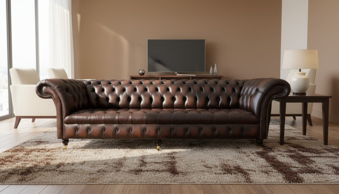 Chesterfield 4-zits leren woonkamer designbanken sofa meubelen nieuw