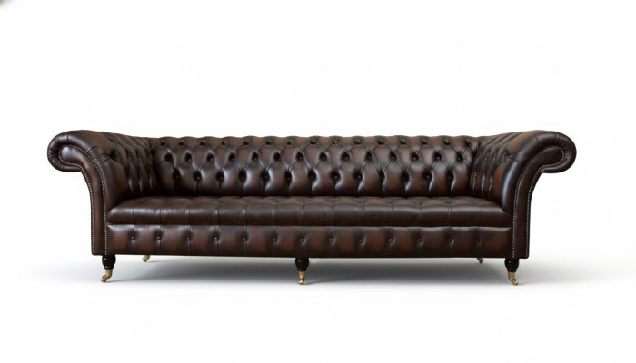Ledersofa Bank 4-zits Bank Luxe Klassieke Leren Chesterfield Banken