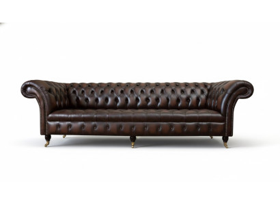 Ledersofa Bank 4-zits Bank Luxe Klassieke Leren Chesterfield Banken
