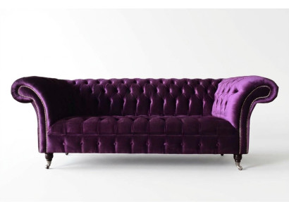 Chesterfield 3-zits designbank gestoffeerde zitting stof luxe bank nieuw