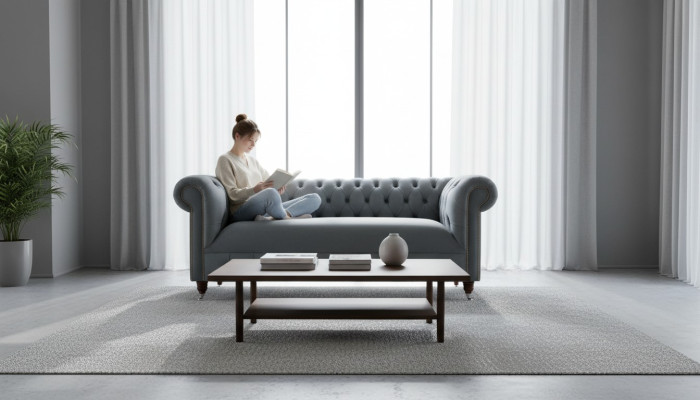 Chesterfield stoffen bank 3-zits driezitter luxe meubelontwerp lounge