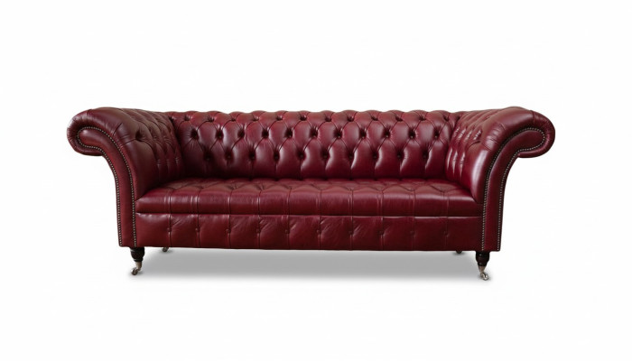 Chesterfield 3-zits leren bankstel bekleding luxe bruin bank meubels 230cm